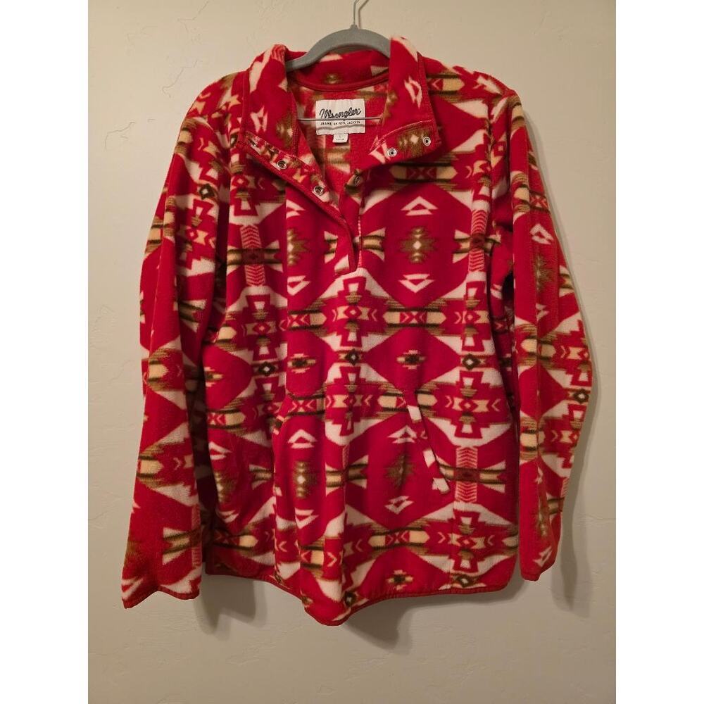 Wrangler Aztec Fleece Pullover Western Southwest Print Jacket Large